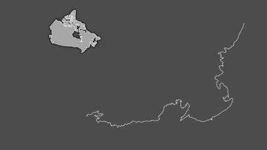 Prens Edward Adası - Kanada vilayeti, boşaltılmış ve izole edilmiş. Gri Tonlama