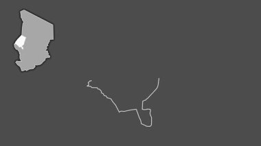 Kanem - Çad bölgesi, boşaltılmış ve izole edilmiş. Gri Tonlama