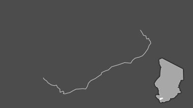 Logone Occidental - Çad bölgesi, çıkarılmış ve izole edilmiş. Gri Tonlama