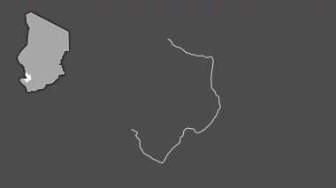 Mayo-Kebbi Est - Çad bölgesi, boşaltılmış ve izole edilmiş. Gri Tonlama
