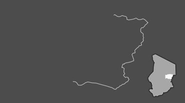 Wadi Fira - Çad bölgesi, boşaltılmış ve izole edilmiş. Gri Tonlama