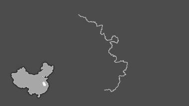 Anhui - Çin vilayeti, boşaltılmış ve izole edilmiş. Gri Tonlama