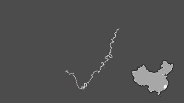 Fujian - Çin vilayeti, boşaltılmış ve izole edilmiş. Gri Tonlama