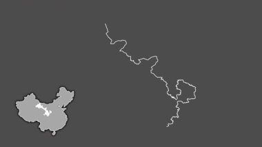 Gansu - Çin vilayeti, boşaltılmış ve izole edilmiş. Gri Tonlama