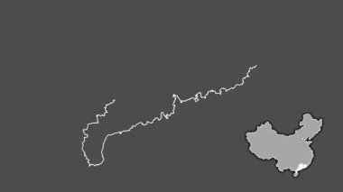 Guangdong - Çin vilayeti, boşaltılmış ve izole edilmiş. Gri Tonlama