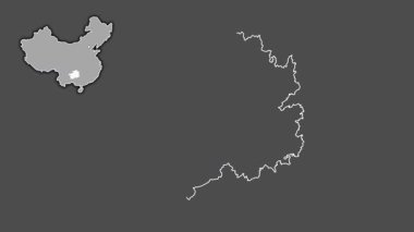Guizhou - Çin vilayeti, boşaltılmış ve izole edilmiş. Gri Tonlama