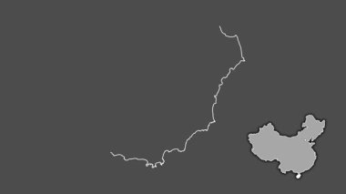 Hainan - Çin vilayeti, çıkarılmış ve izole edilmiş. Gri Tonlama