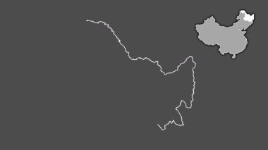 Heilongjiang - Çin vilayeti, dışlanmış ve izole edilmiş. Gri Tonlama