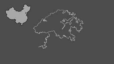 Hong Kong - Çin 'in özerk bölgesi, boşaltılmış ve izole edilmiş. Gri Tonlama