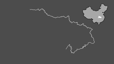 Hubei - Çin vilayeti, dışlanmış ve izole edilmiş. Gri Tonlama