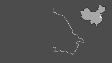 Jiangsu - Çin vilayeti, boşaltılmış ve izole edilmiş. Gri Tonlama