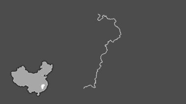 Jiangxi - Çin vilayeti, dışlanmış ve izole edilmiş. Gri Tonlama