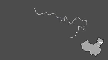 Jilin - Çin vilayeti, çıkarılmış ve izole edilmiş. Gri Tonlama