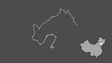 Liaoning - Çin vilayeti, çıkarılmış ve izole edilmiş. Gri Tonlama