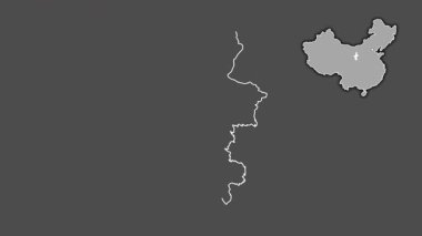 Ningxia Hui - Çin 'in özerk bölgesi, dışlanmış ve izole edilmiş. Gri Tonlama