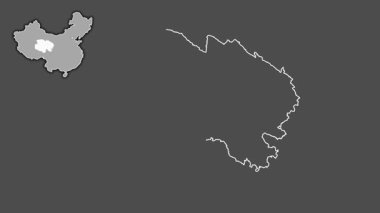 Qinghai - Çin vilayeti, çıkarılmış ve izole edilmiş. Gri Tonlama