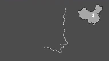 Shaanxi - Çin vilayeti, boşaltılmış ve izole edilmiş. Gri Tonlama