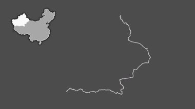 Xinjiang Uygur - Çin 'in özerk bölgesi, dışlanmış ve izole edilmiş. Gri Tonlama
