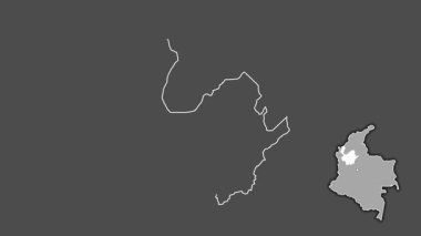 Antioquia - Kolombiya departmanı, çıkarılmış ve izole edilmiş. Gri Tonlama