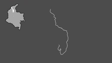 Bolivar - Kolombiya departmanı, çıkarılmış ve izole edilmiş. Gri Tonlama