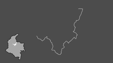 Boyaca - Kolombiya Departmanı, çıkarılmış ve izole edilmiş. Gri Tonlama