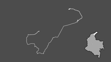 La Guajira - Kolombiya Departmanı, çıkarılmış ve izole edilmiş. Gri Tonlama