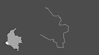 Narino - Kolombiya Departmanı, çıkarılmış ve izole edilmiş. Gri Tonlama
