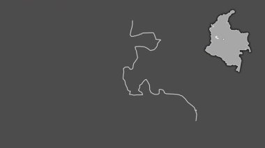 Risaralda - Kolombiya departmanı, çıkarılmış ve izole edilmiş. Gri Tonlama