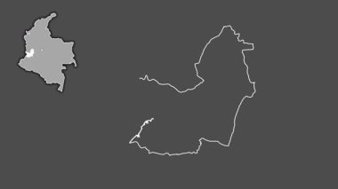 Valle del Cauca - Kolombiya Departmanı, çıkarılmış ve izole edilmiş. Gri Tonlama