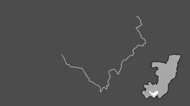 Bouenza - Kongo Cumhuriyeti bölgesi, boşaltılmış ve izole edilmiş. Gri Tonlama