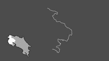 Guanacaste - Kosta Rika ili, çıkarılmış ve izole edilmiş. Gri Tonlama