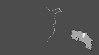 Heredia - Kosta Rika ili, çıkarılmış ve izole edilmiş. Gri Tonlama