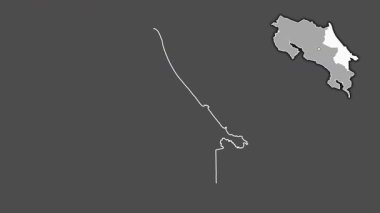 Limon - Kosta Rika ili, boşaltılmış ve izole edilmiş. Gri Tonlama