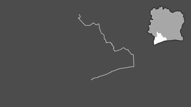 Bas-Sassandra - Cote d 'Ivoire bölgesi, boşaltılmış ve izole edilmiş. Gri Tonlama