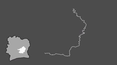 Lacs - Cote d 'Ivoire bölgesi, boşaltılmış ve izole edilmiş. Gri Tonlama