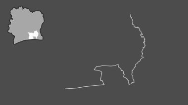 Lagunes - Cote d 'Ivoire bölgesi, boşaltılmış ve izole edilmiş. Gri Tonlama