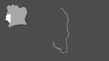 Montagnes - Cote d 'Ivoire bölgesi, boşaltılmış ve izole edilmiş. Gri Tonlama