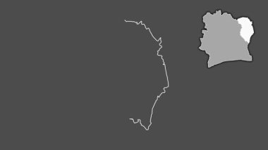Zanzan - Cote d 'Ivoire bölgesi, boşaltılmış ve izole edilmiş. Gri Tonlama