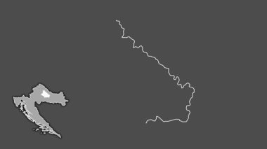 Bjelovarska-Bilogorska - Hırvatistan ilçe, çıkarılmış ve izole edilmiş. Gri Tonlama