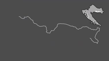 Brodsko-Posavska - Hırvatistan ilçesi, sürülmüş ve izole edilmiş. Gri Tonlama