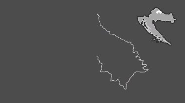 Koprivnicko-Krizevacka - Hırvatistan ilçesi, boşaltılmış ve izole edilmiş. Gri Tonlama