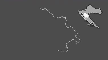 Licko-Senjska - Hırvatistan ilçesi, sürülmüş ve izole edilmiş. Gri Tonlama