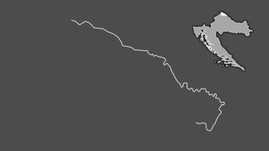 Medimurska - Hırvatistan ilçesi, çıkarılmış ve izole edilmiş. Gri Tonlama