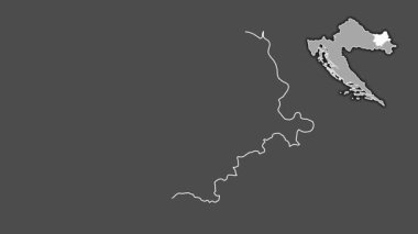 Osjecko-Baranjska - Hırvatistan ilçe, çıkarıldı ve izole edildi. Gri Tonlama