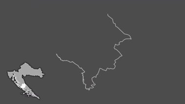 Sibensko-Kninska - Hırvatistan ilçesi, sürülmüş ve izole edilmiş. Gri Tonlama