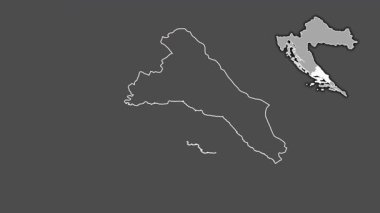 Splitsko-Dalmatinska - Hırvatistan ilçe, çıkarılmış ve izole edilmiş. Gri Tonlama