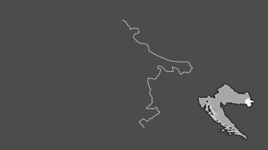 Vukovarsko-Srijemska - Hırvatistan ilçe, çıkarılmış ve izole edilmiş. Gri Tonlama