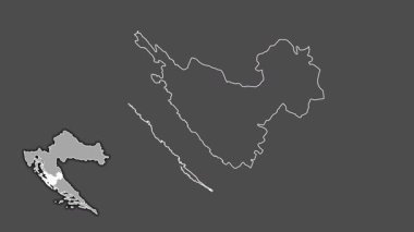 Zadarska - Hırvatistan ilçesi, çıkarılmış ve izole edilmiş. Gri Tonlama