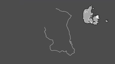 Hovedstaden - Danimarka bölgesi, boşaltılmış ve izole edilmiş. Gri Tonlama
