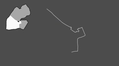 Dikhil - Cibuti bölgesi, çıkarılmış ve izole edilmiş. Gri Tonlama